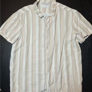 PacSun Men's Beige and White Striped Shirt